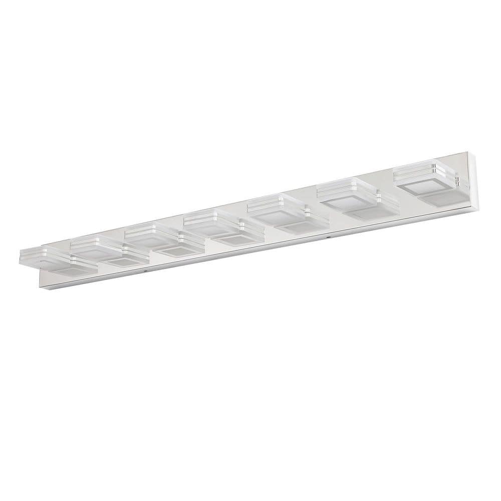 Modern 45.7 in. 7-Light Chrome LED Bathroom Vanity Light with Rotatable 360° Heads with Acrylic Shade, Dimmable price history on PriceWatchPro