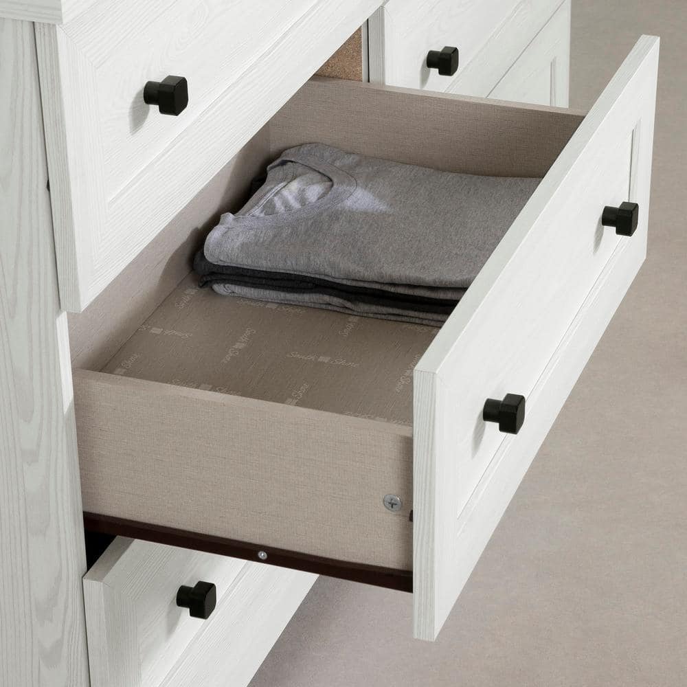 White Pine Farmhouse Double Dresser with Six Drawers