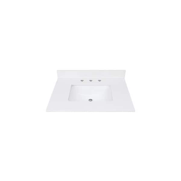 Avanity 31 in. W x 22 in. D Quartz White Rectangular Single Sink Bathroom Vanity Top in Everest White