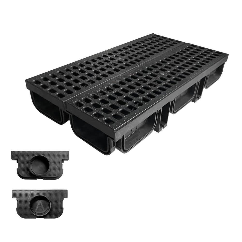 2-Pack 3 in. x 1.64 ft. Channel Drain with Grate A15 Pedestrian HDPE Trench Drain System for Pool Sidewalk Yard Fence price history on PriceWatchPro