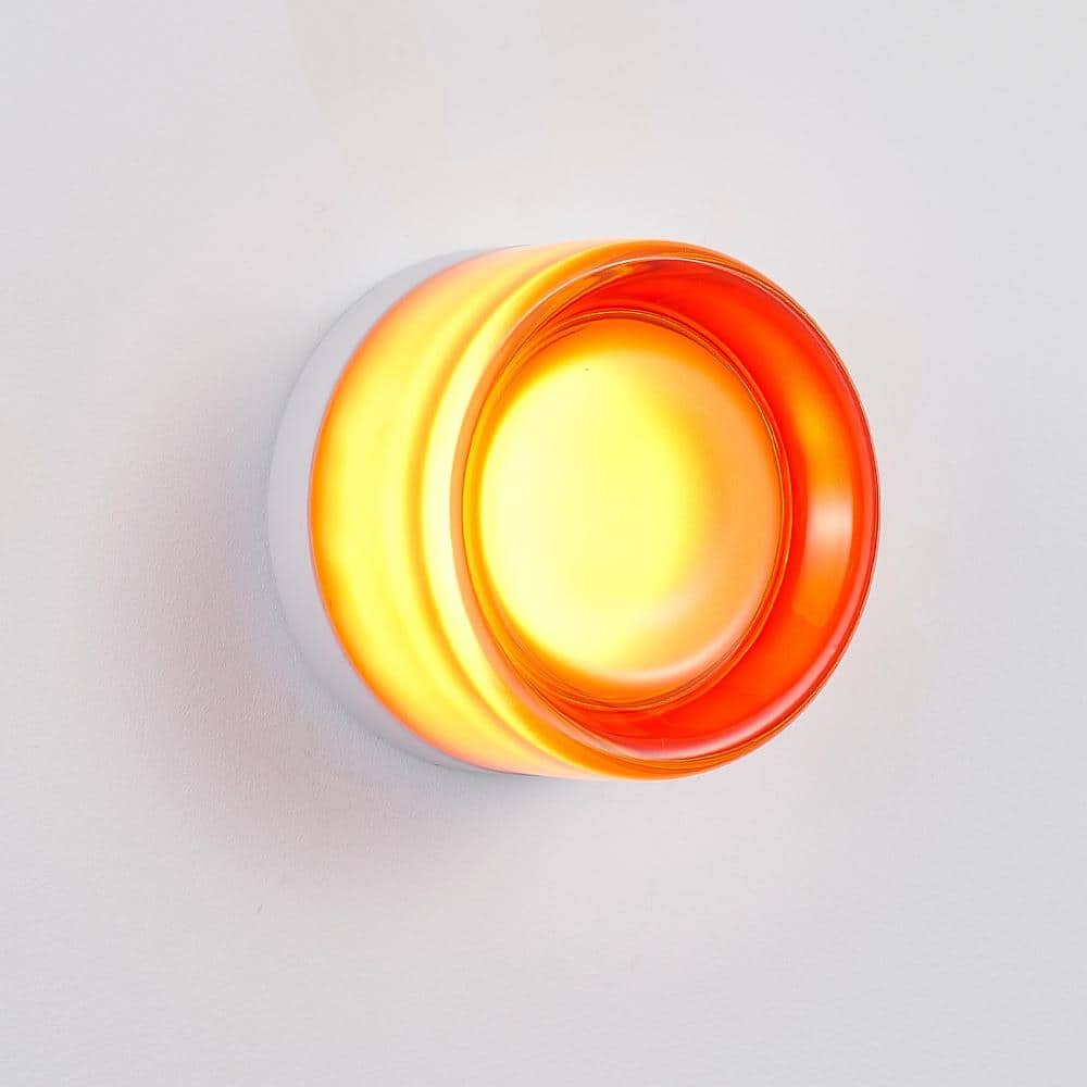 Wall Sconce Light Thick Glass Shade LED Fixture, Minimalist Round Wall Lamp for Bathroom Vanity, Bedroom, Red price history on PriceWatchPro