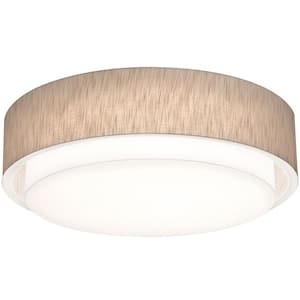 32 in. 4-Light Jute, White Transitional Flush Mount with Shade
