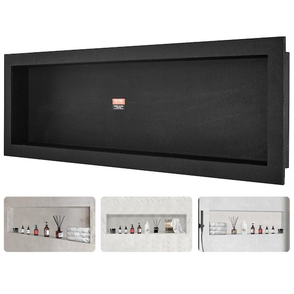 50 in. W x 16 in. H x 3.5 in. D Shower Niche Ready for Tile Single Shelf Organizer in Black