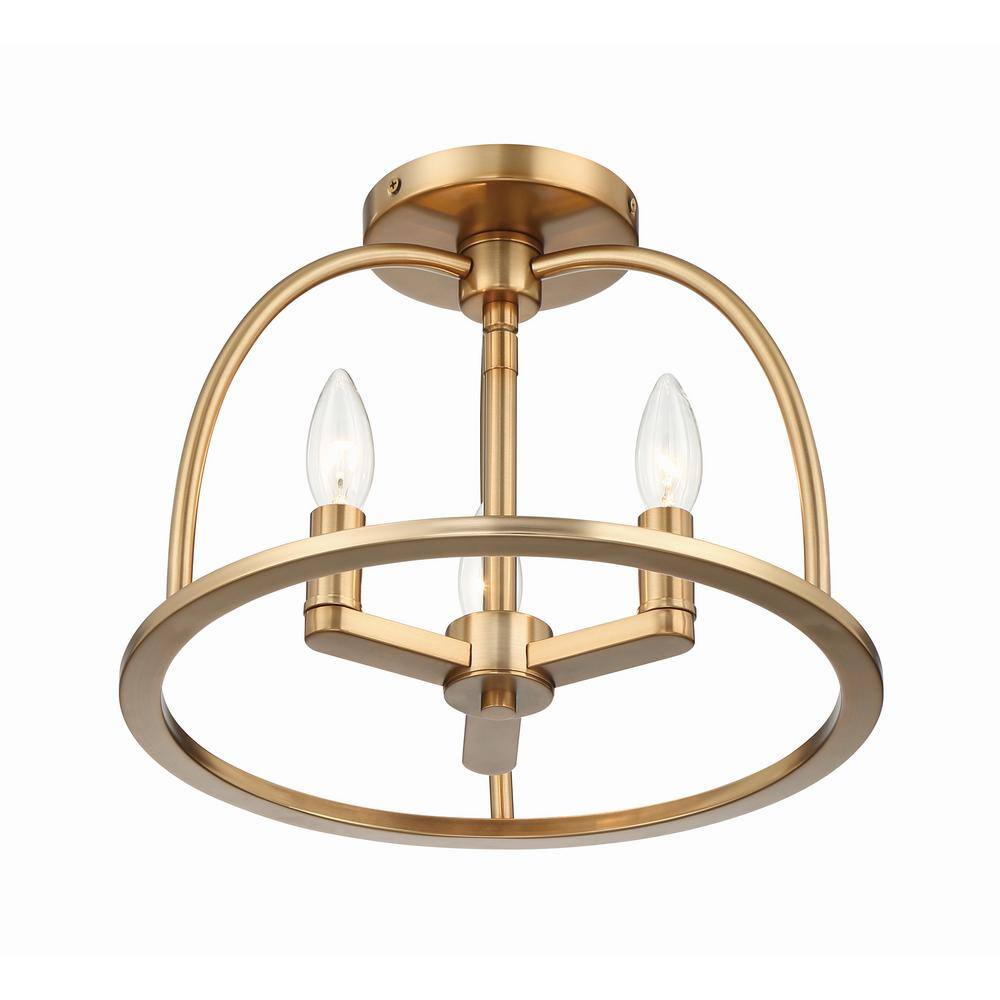 Vibrant Gold 3-Light Crystal LED Flush Mount Ceiling Fixture