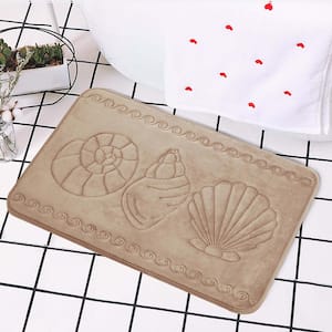 Cozy Cotton Candy Soft Taupe Sea Shell 17 in. x 24 in. Non-Slip Memory Foam Super Absorbent Bath Rug