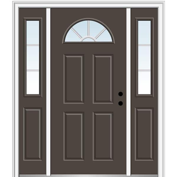 MMI Door 64.5 in. x 81.75 in. Internal Grilles Left-Hand Inswing 1/4-Lite Clear Painted Steel Prehung Front Door with Sidelites