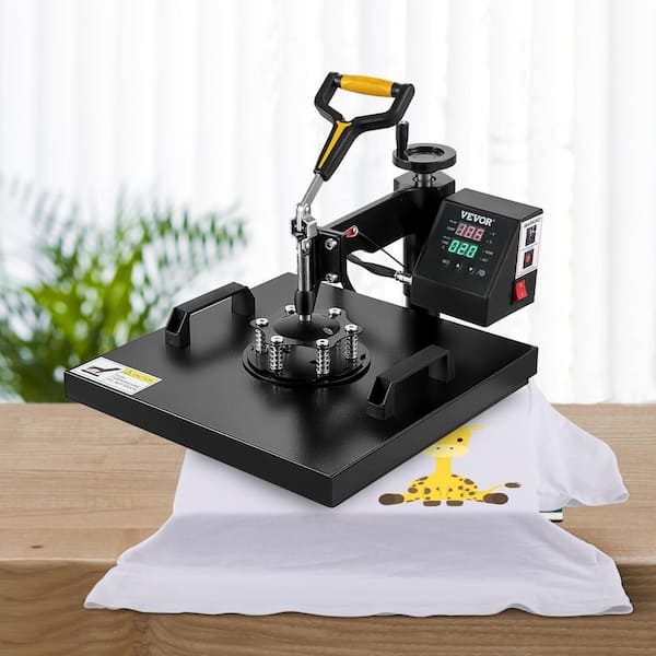 15 in. x 15 in. Heat Press Machine 2 in 1 Digital Precise Heat Control Sublimation Transfer Printer for T-Shirt Hat Cap