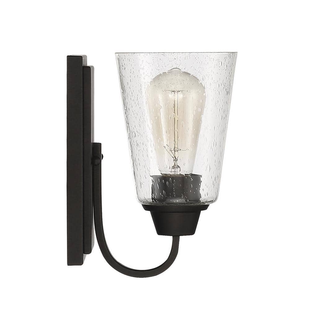 Modern Black Nickel Vanity Sconce with Clear Bell Shade