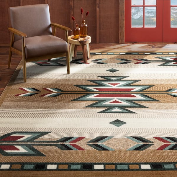 Premium Sagrada Beige/Green 8 ft. x 10 ft. Geometric Area Rug