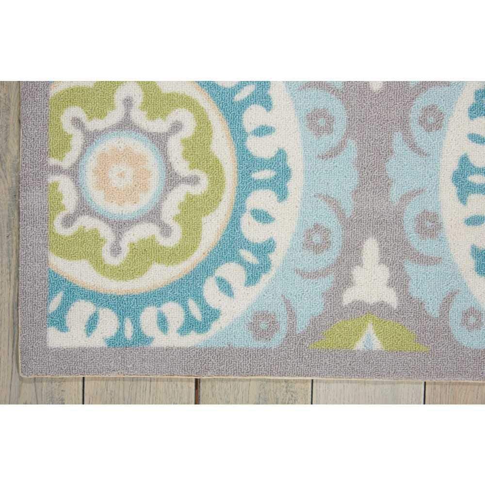 Jade and Aqua Circular Synthetic Outdoor Rug