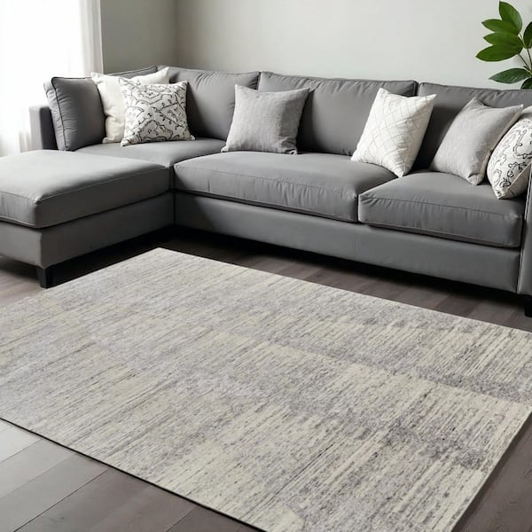 Gray  9 X 13 ft. Knotted Abstract Rectangle Indoor Area Rug