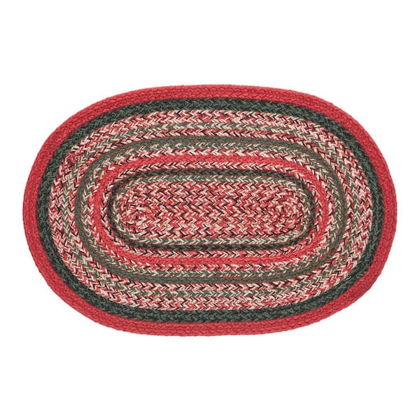 Forrester Indoor/Outdoor 13 in. x 19 in. Red Green Cream Oval PET Placemat