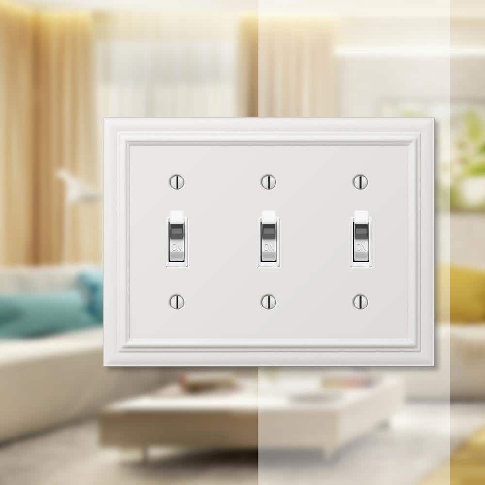 White Cast Metal 3-Gang Toggle Wall Plate