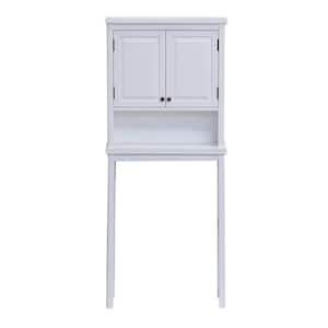 Dorset 27 in. W x 66 in. H x 9 in. D White Over-the-Toilet Storage with Upper Cabinet and Open Shelf