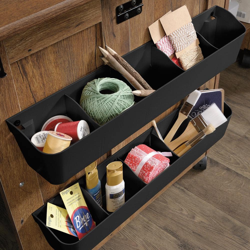 Vintage Oak Finish Rolling Craft and Sewing Cart with Drop Leaf