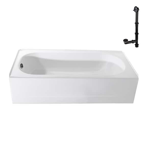 Streamline 60 in. x 30 in. Porcelain-Enameled Steel Alcove Bathtub, External Left Drain in Matte Oil Rubbed Bronze