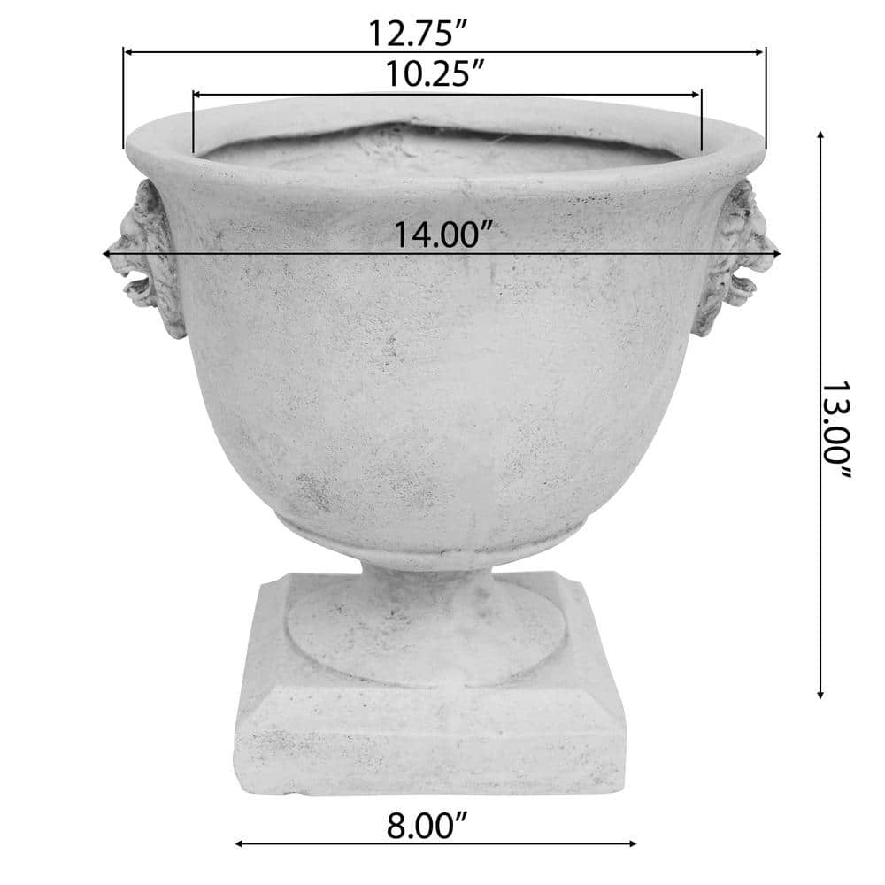 Antique White Lightweight Concrete Garden Urn Planter