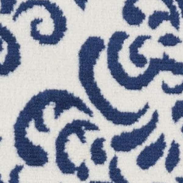 2 ft. x 6 ft. Blue Trellis Washable Area Rug Runner Rug