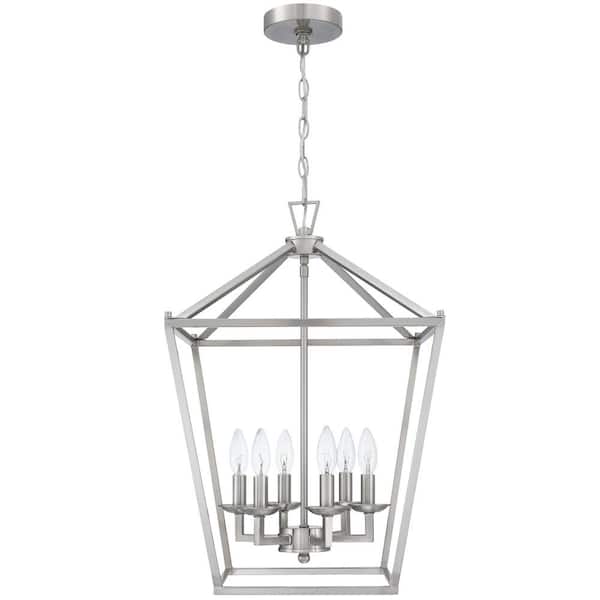 MODERN HABITAT Vintage Radiance 60-Watt 6-Light Silver Pendant Light with No Bulbs Included