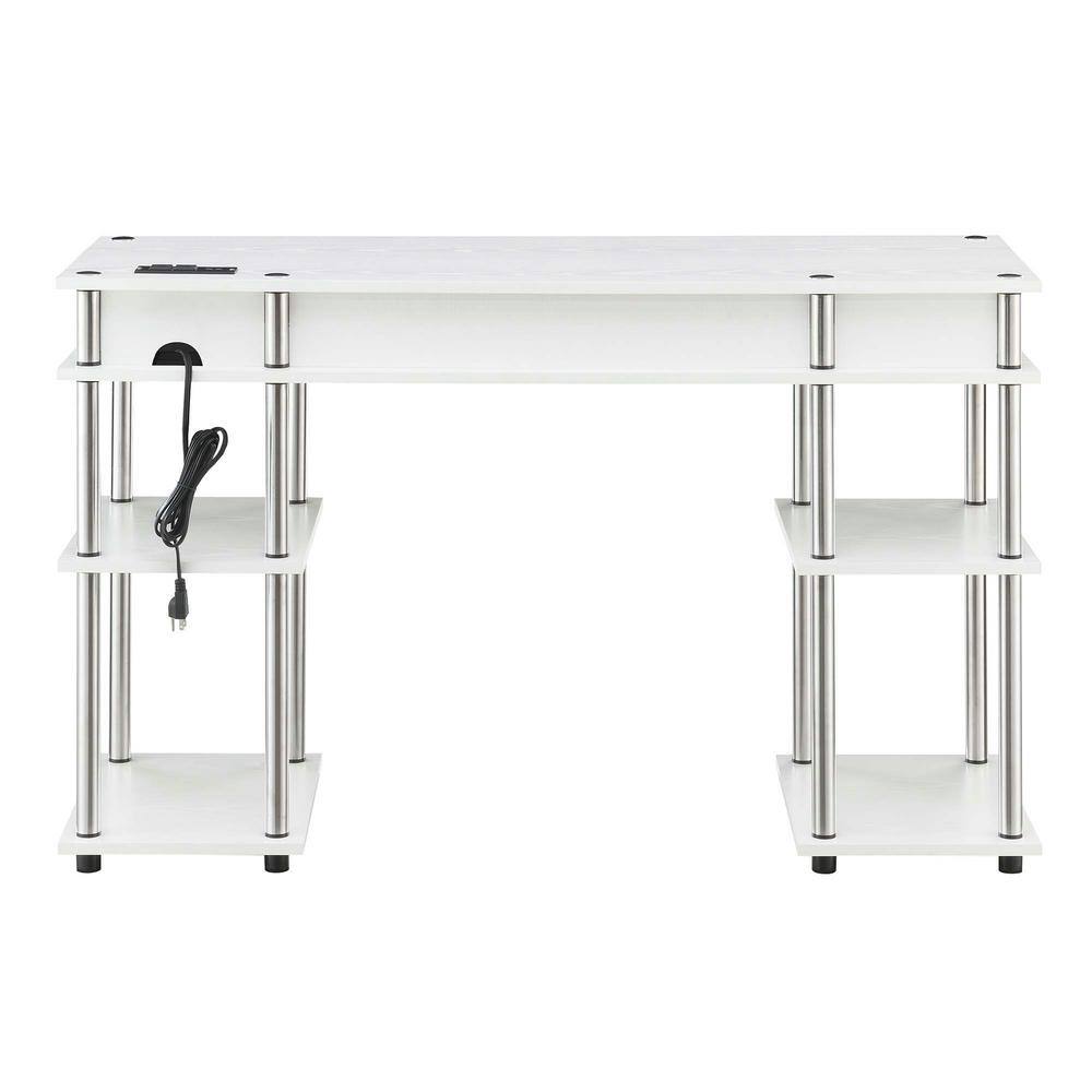 Elysian White 48" Wood Desk with Built-in USB Charging Station