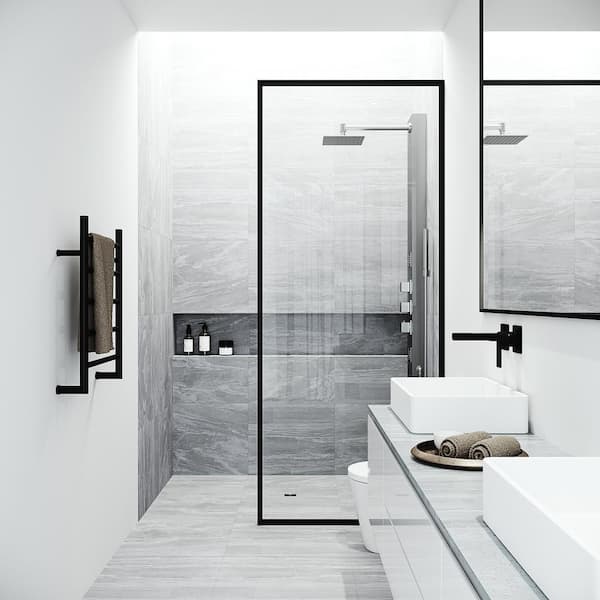 Rector 55 in. H x 6 in. W 2-Jet Shower Panel System with Adjustable Square Head and Hand Shower Wand in Stainless Steel