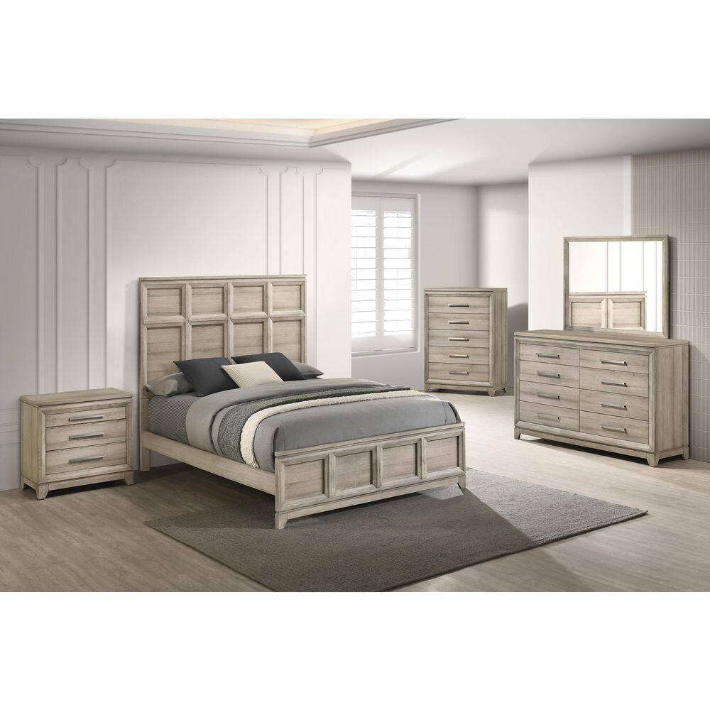 Malia 5-Piece Weathered Greige Color Wood Frame Queen Panel Bedroom Set With Chest price history on PriceWatchPro