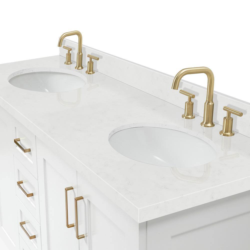 Taylor 72" White Freestanding Double Basin Vanity with Gold Hardware