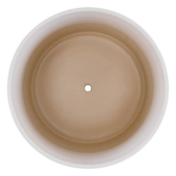 Vigoro - 15.6 in. Eloise Large Modern White Ceramic Cylinder Planter (15.6 in. D x 15 in. H) with Drainage Hole