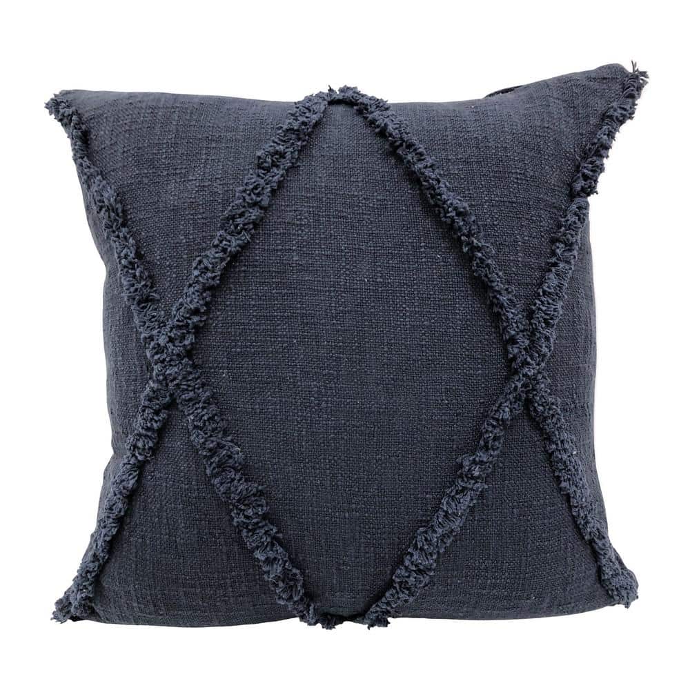 Paloma Blue Tufted Diamonds Soft Poly-Fill 20 in. x 20 in. Throw Pillow