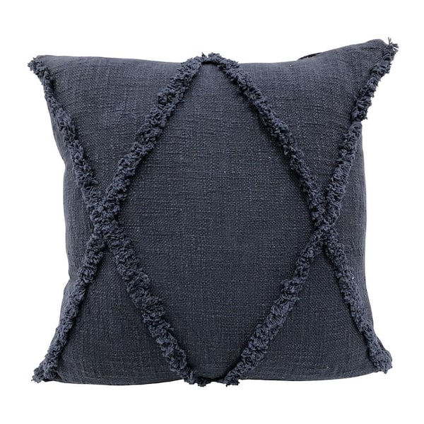 Unbranded Paloma Blue Tufted Diamonds Soft Poly-Fill 20 in. x 20 in. Throw Pillow