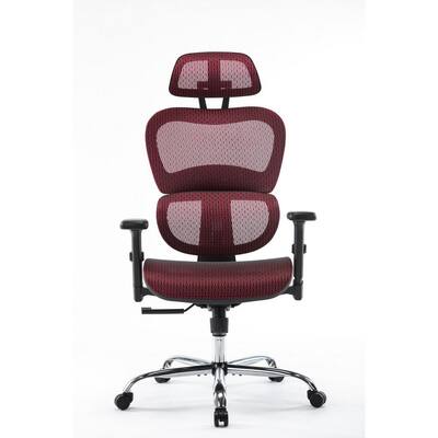 Ergonomic Red Chair Modern Office Chair with Lumbar Support Breathable Mesh Covering Fully Adjustable Armrests