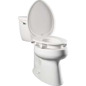 Assurance Elongated Plastic Closed Front Toilet Seat in White Never Loosens, raised 3"