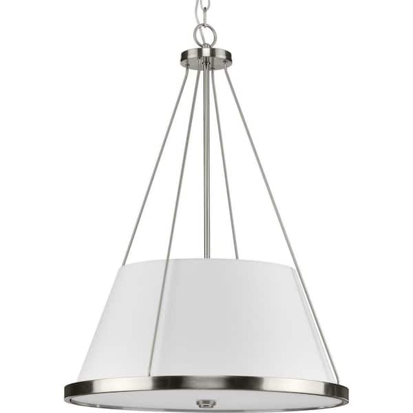 Progress Lighting Saffert Collection 22 in. 3-Light Brushed Nickel with Clear Glass Shades New Traditional Pendant for Kitchen
