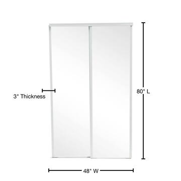 48 in. x 80 in. 230 Series Steel White Mirror Interior Sliding Door