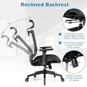Black Office Chair Adjustable Mesh Computer Chair with Sliding Seat and Lumbar Support