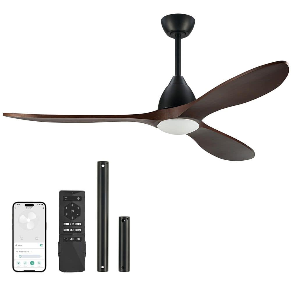 60 in. Smart Indoor Matte Black Standard Ceiling Fan with Dimmable Integrated LED and Remote Included price history on PriceWatchPro