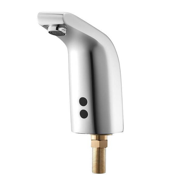 Motion Sensor Touchless Sink Faucet, Cold Water Single Hole, Battery for 9/16 in. Pipe Commercial Lavatory Chrome Silver