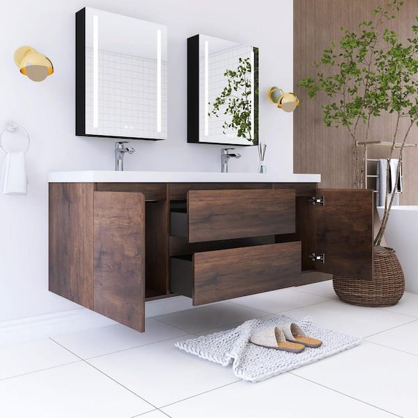 Staykiwi 59 in. W x 19.7 in. D x 22.5 in. H Double Sinks Wall