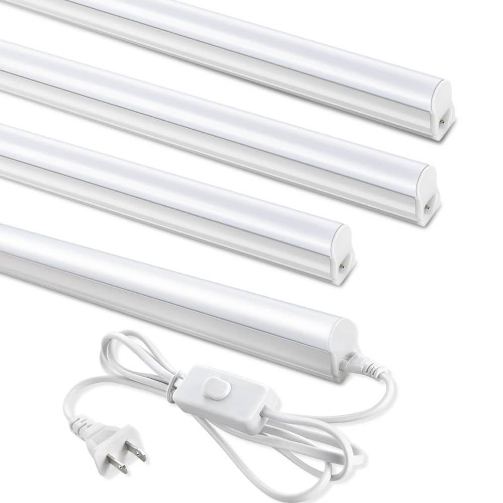 4 ft. T5 20W White 6500K LED Shop Light, 2300 LM Linkable LED Integrated Fixture, Corded with ON/Off Switch, 4 Pcs price history on PriceWatchPro