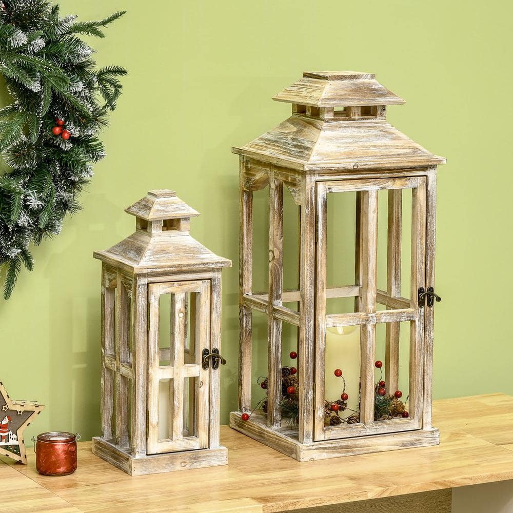 Tall Wood Lantern, Brown Lantern, Indoor Floor Lantern, Farmhouse Lantern  Decor, Lantern for Front Porch, Christmas Lantern, New Home Gift 