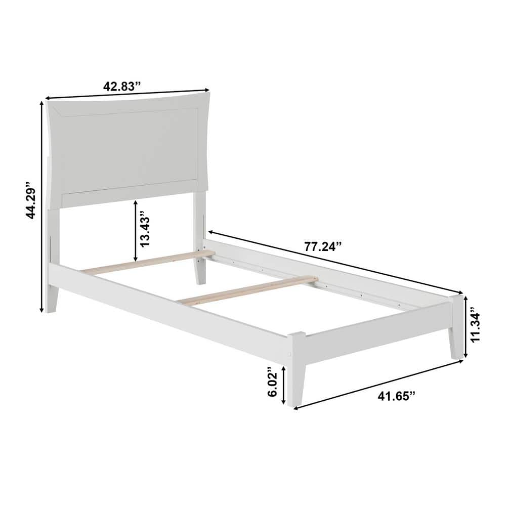 Metro Twin Solid Hardwood White Platform Bed with Headboard