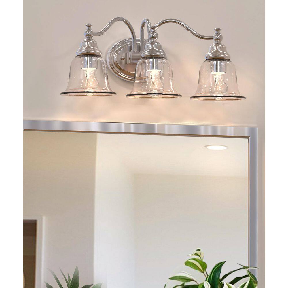 22. 83-in. 3-Light Brushed Nickle Vanity Light price history on PriceWatchPro