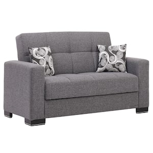 Basics Collection Convertible 63 in. Gray Polyester 2-Seater Loveseat With Storage