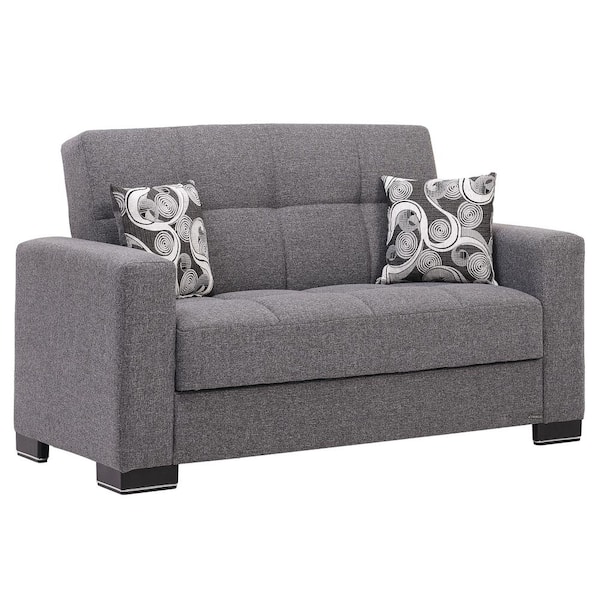 Ottomanson Basics Collection Convertible 63 in. Gray Polyester 2-Seater  Loveseat With Storage BSC-13-LS - The Home Depot