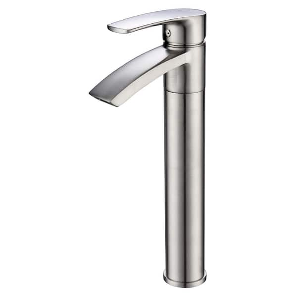 Eisen Home Ariana 12 in. Single-Handle Single-Hole Vessel Bathroom Faucet with Swivel Spout in Brushed Nickel