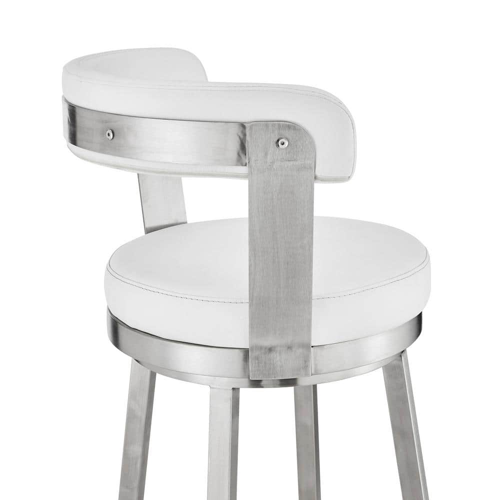Bryant 26" White Faux Leather Swivel Counter Height Bar Stool