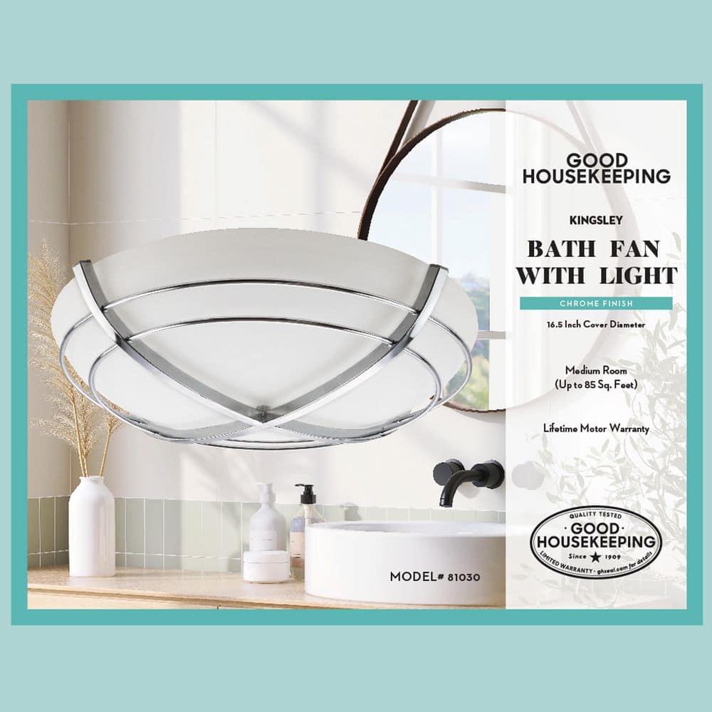 Kingsley Chrome 90 CFM Decorative Bathroom Exhaust Fan with Light