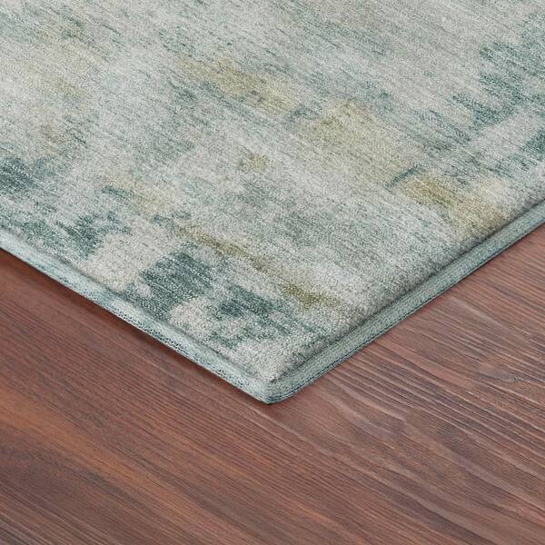 Mayfield Premium Machine Washable Abstract AMF2371 Aqua 3 ft. x 4 ft. Area Rug