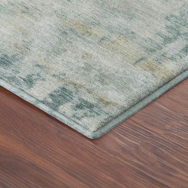 Mayfield Premium Machine Washable Abstract AMF2371 Aqua 9 ft. x 12 ft. Area Rug