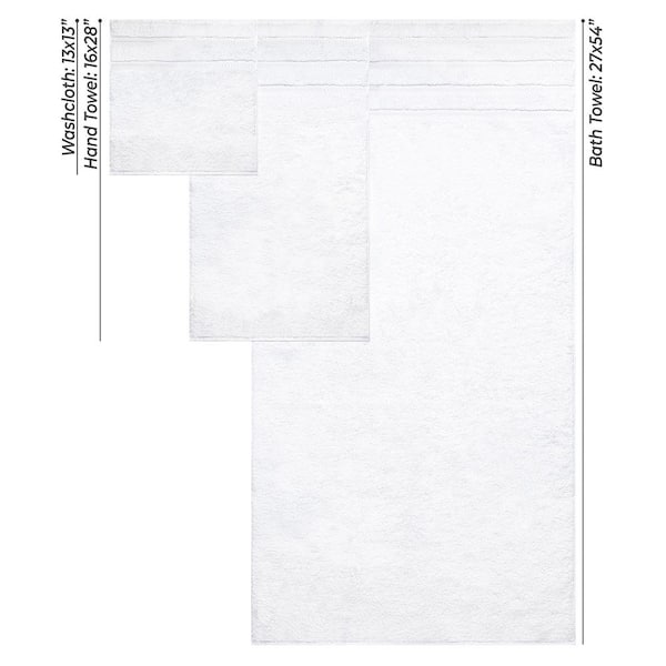 American Soft Linen Bath Towel Set 100% Turkish Cotton 3 Piece Towels for Bathroom- Bright White